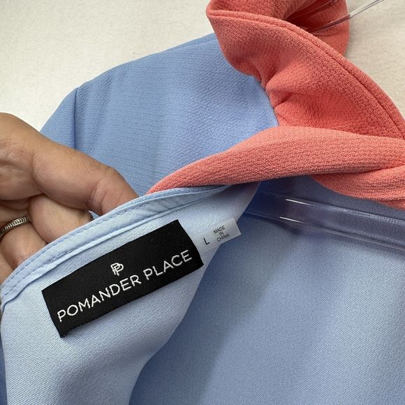 Pomander Place by Tuckernuck Blue Daphne Dress Swing Ruffle Bow sz L - Picture 14 of 16